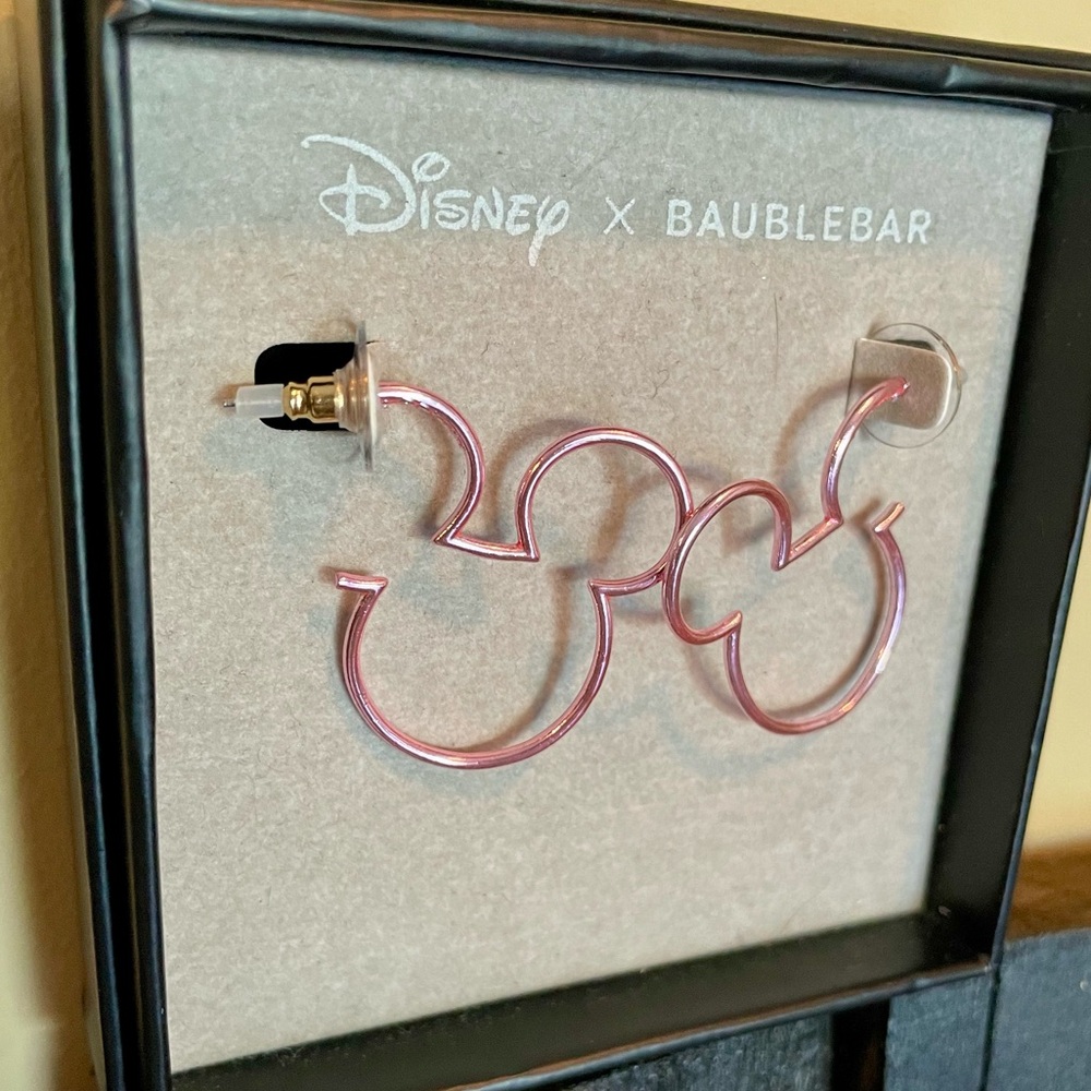 Disney X BaubleBar Minnie Mouse Pink Mouse Shaped Earrings